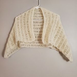 Handmade cream white crochet small shawl
